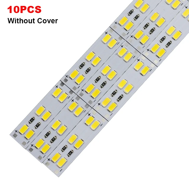 Алюминиевая СВЕТОДИОДНАЯ лента двухрядная DC12V 144 SMD 5630 5730 светодиодный жесткий светодиодный бар с крышкой для кухни светодиодный - Испускаемый цвет: 10pcs without cover