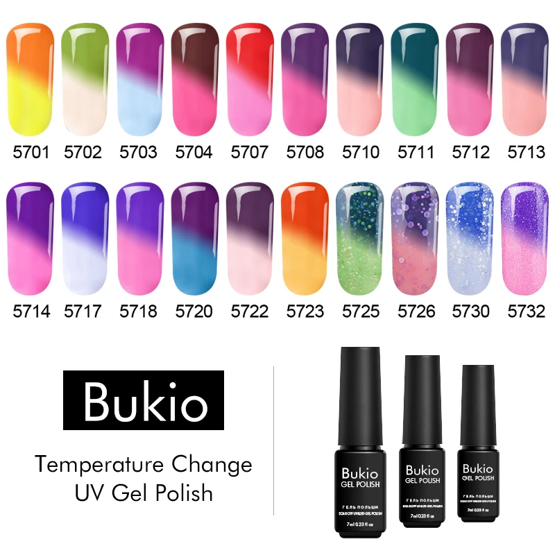 

Bukio Gel Varnish Temperature Change Uv Gel Nail Polish Uv Led Lamp Permanent Enamels Decorations for Nails Chameleon Gel Glue