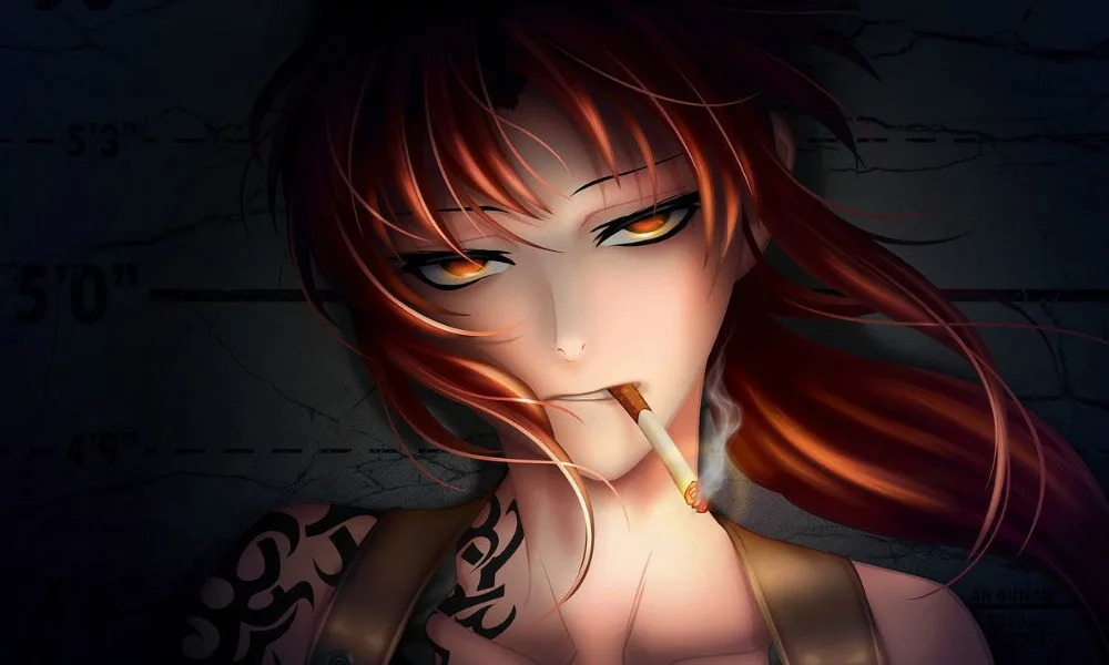 Us 4 98 11 Off Black Lagoon Anime Girl Rauch Tattoo Manga Silk Poster Kunst Schlafzimmer Dekoration 1415 In Wandaufkleber Aus Heim Und Garten Bei