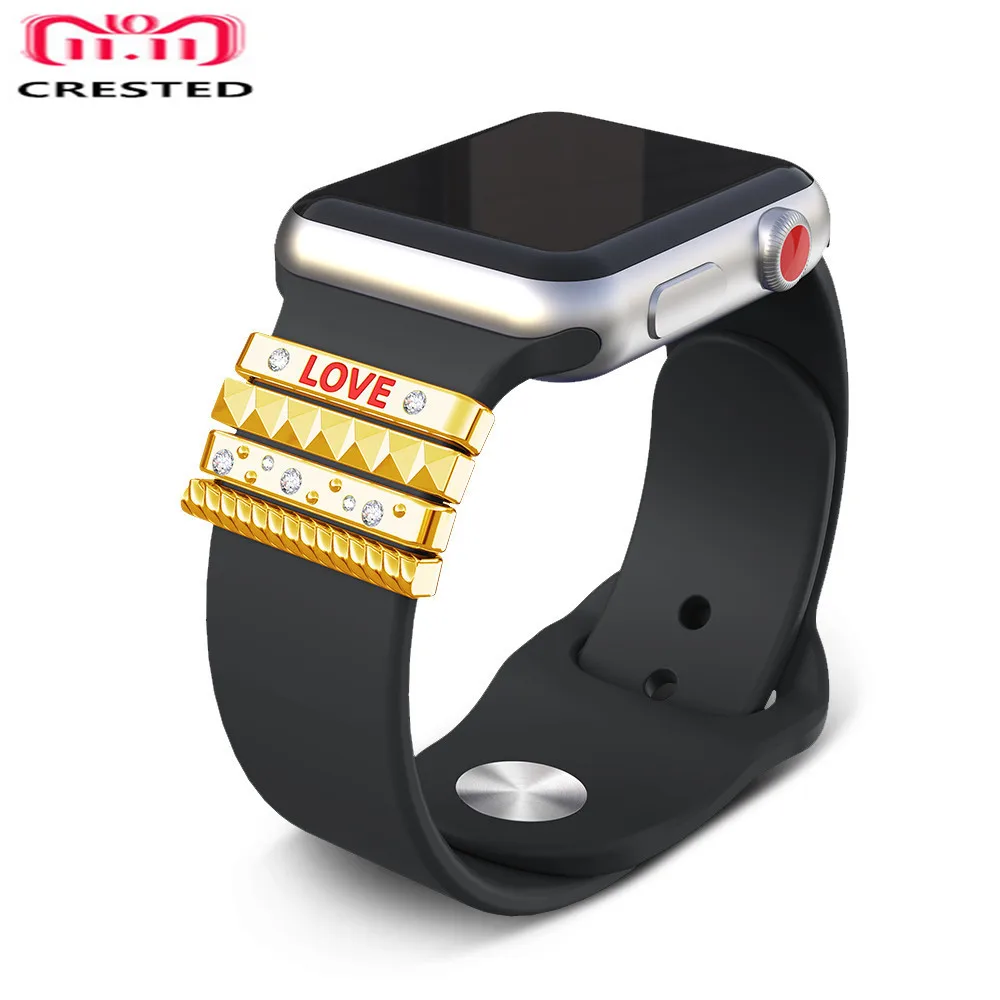 

CRESTED Decorative Ring For Apple Watch Band 38mm iwatch strap Stainless Steel Metal women Original Ornament & "LOVE" Gift