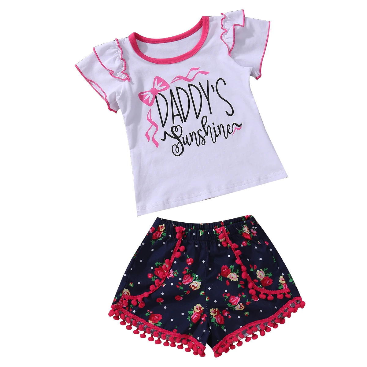 Baby Girls 2PCS T shirt Tee Tops Short Sleeve Shorts Outfits Clothes Summer Toddler Baby Girl