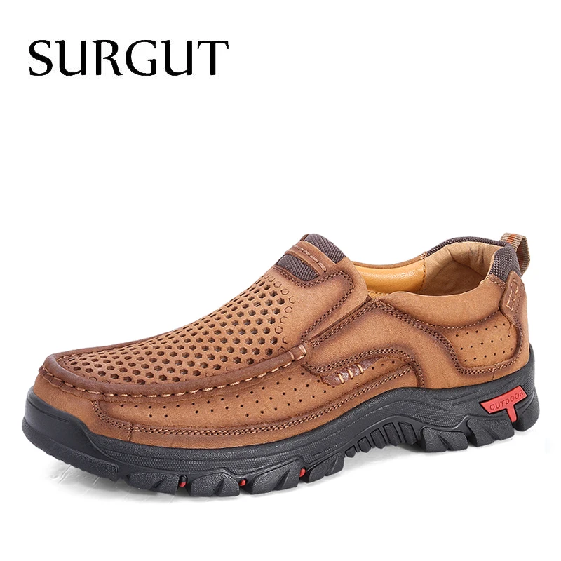 SURGUT, мужские туфли из натуральной кожи, высокое качество, без шнуровки, фирменные, модные, дизайнерские, одноцветные, удобные, мужские, повседневные туфли, большие размеры 38-48