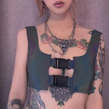 Неоновый зеленый Йога Топ рубашки спортивный костюм без рукавов Женская пряжка-держатель байкерские шорты сексуальные Клубные наряды фитнес-Спорт Одежда