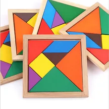 3D деревянные Tangram 7 частей головоломки красочный квадрат IQ игры головоломки интеллектуальные Обучающие игрушки для детей мальчик игрушки