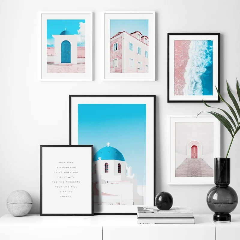 

Church Building Door Beach Wall Art Canvas Painting Nordic Posters And Prints Landscape Wall Pictures For Living Room Home Decor