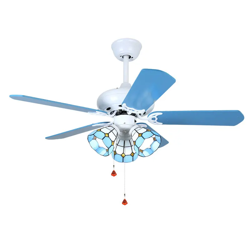 Tiffany White Blue Ceiling Fan Lamps Lights Glass Shade