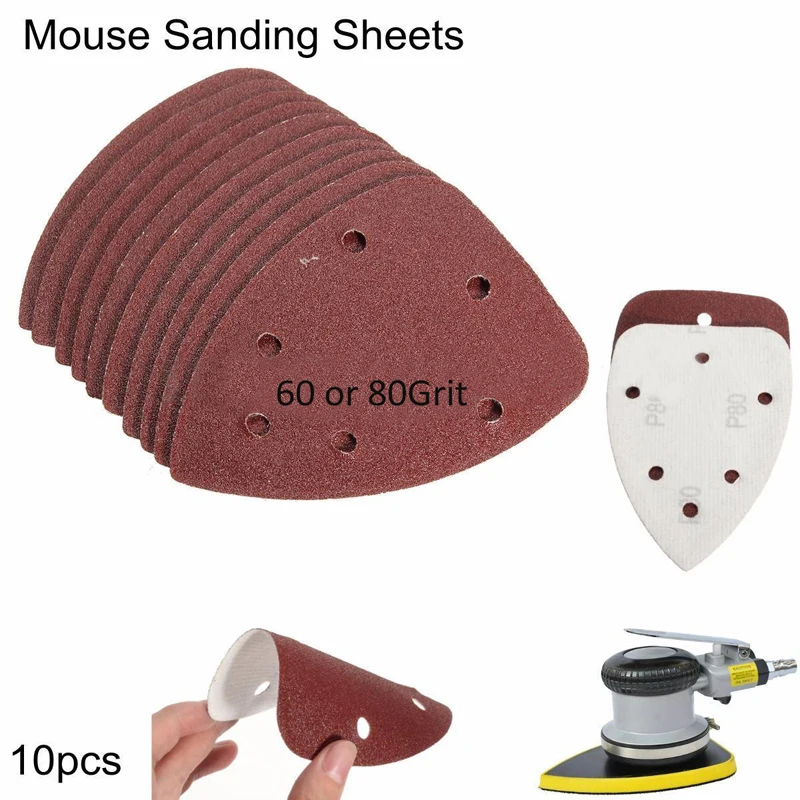 10Pcs/set  Mouse Sanding Sheets Sandpaper For Black & Decker Palm Sander 60/80Grit