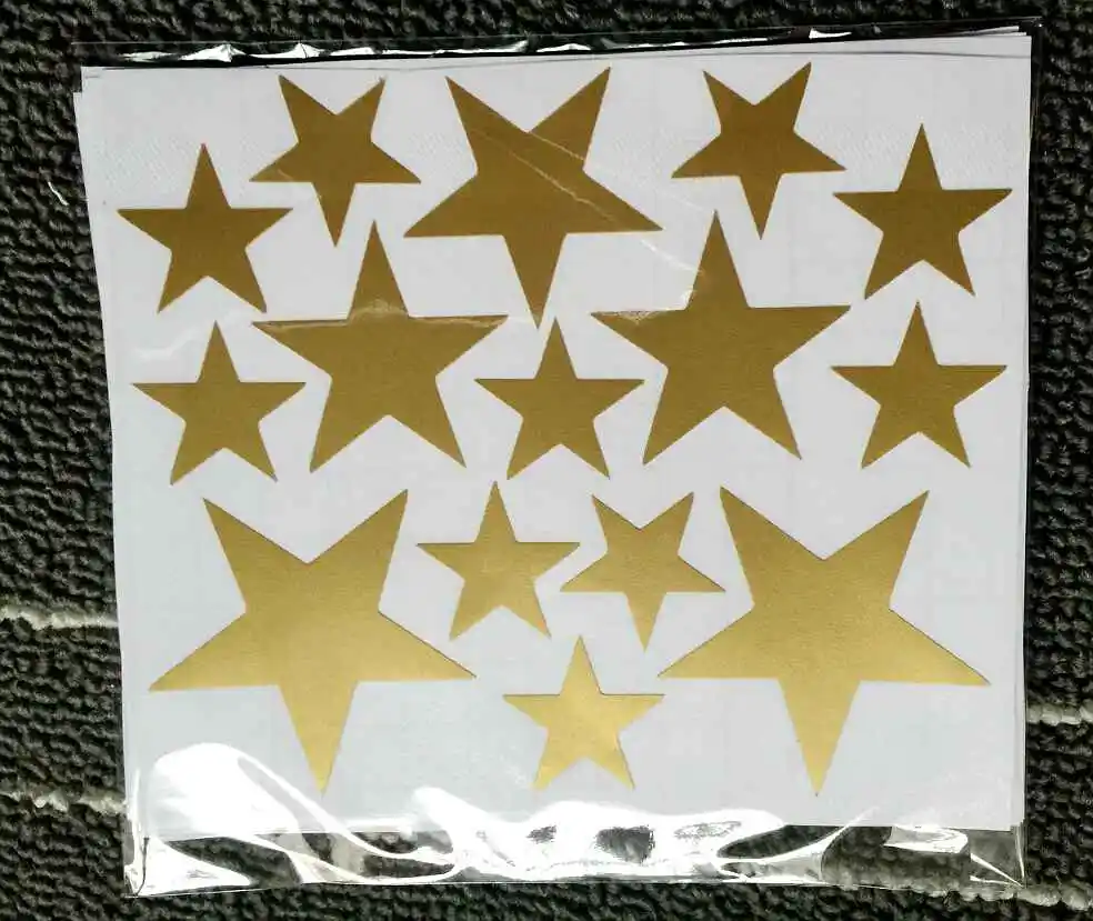 110 шт 5/4/2,5 см 3 размера, но разных звезда шаблон Симпатичные стены наклейка для детей легко снимается Водонепроницаемый экологический материал для детской комнаты настенный Декор - Цвет: Matte Gold