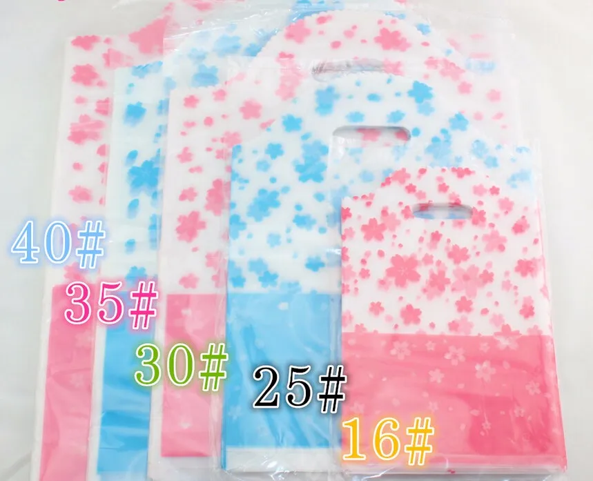 5 sizes 40x52cm small large Pink Shopping Jewelry Packaging Plastic Gift Bag With Handle pink