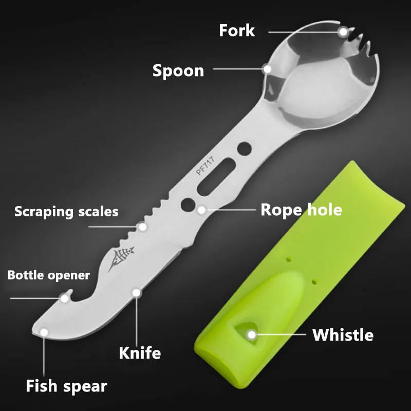Портативный 8 в 1 многофункциональные столовые приборы набор ножей вилка из нержавеющей стали открывалка для бутылок походная посуда
