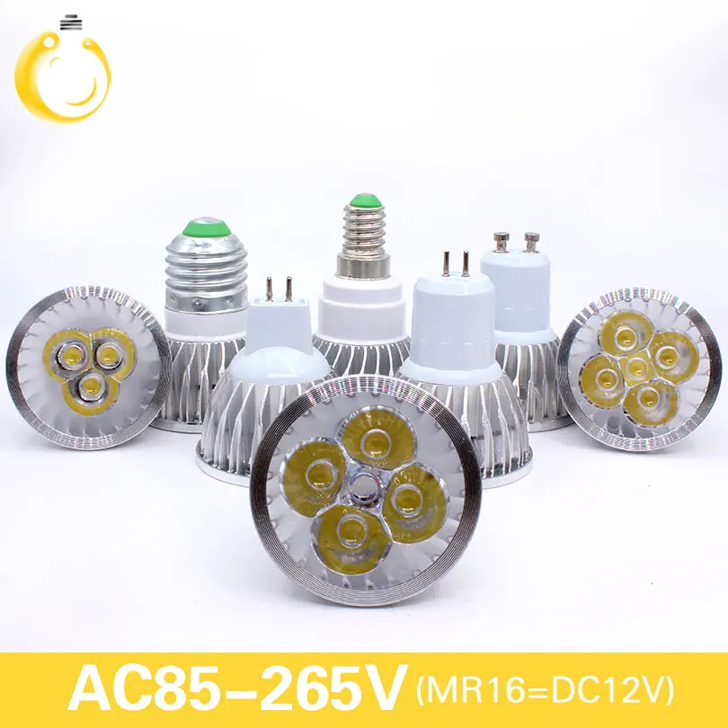 

E27 e14 led light Dimmable MR16 DC12V LED 9w 12W 15w GU10 LED Bulbs Spotlight High Power gu 10 led Lamp White LED SPOT Light