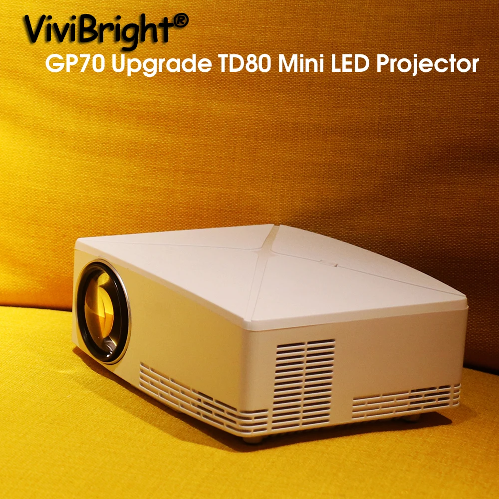 

GP70 Upgrade TD80 Latest Portable Mini LED Projector 1280x720 HD HDMI Video C80 3D LCD ( TD80 UP Android WiFi Beamer Optional)