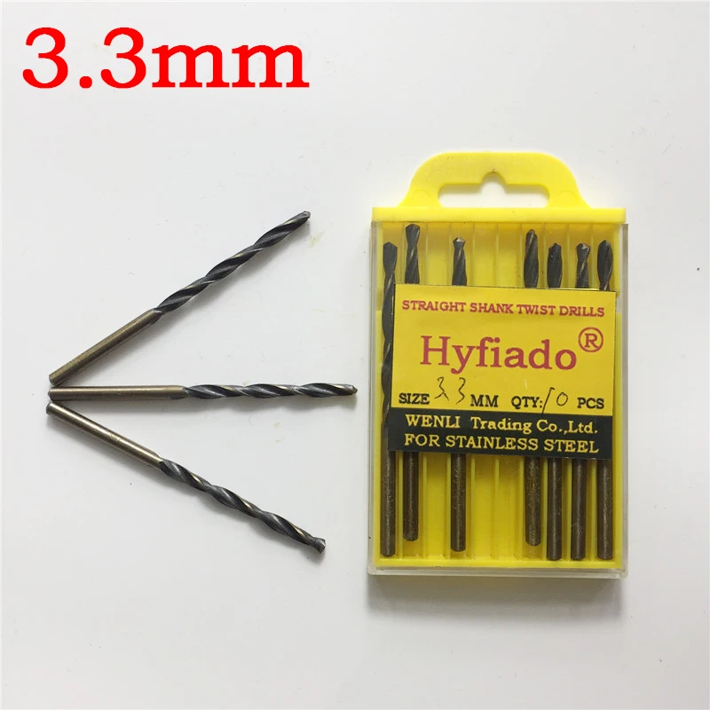 DIN338 10 Pcs 3.3mm Hole Saw HSS Metalworking Twist Drill Bits Metal