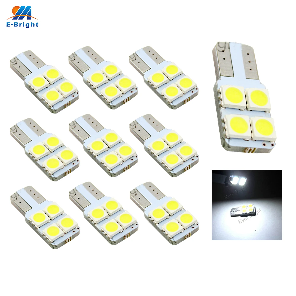 10 100 шт. T10 led 5050 4 SMD w5w canbus t10 Светодиодная Лампочка Авто светодиодная сигнальная
