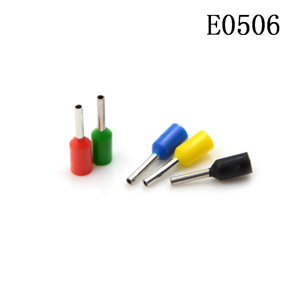 100Pcs E0506 Tube insulating terminals 0.5mm*2 Insulated Cable Wire Connector Insulating Crimp Terminal Connector