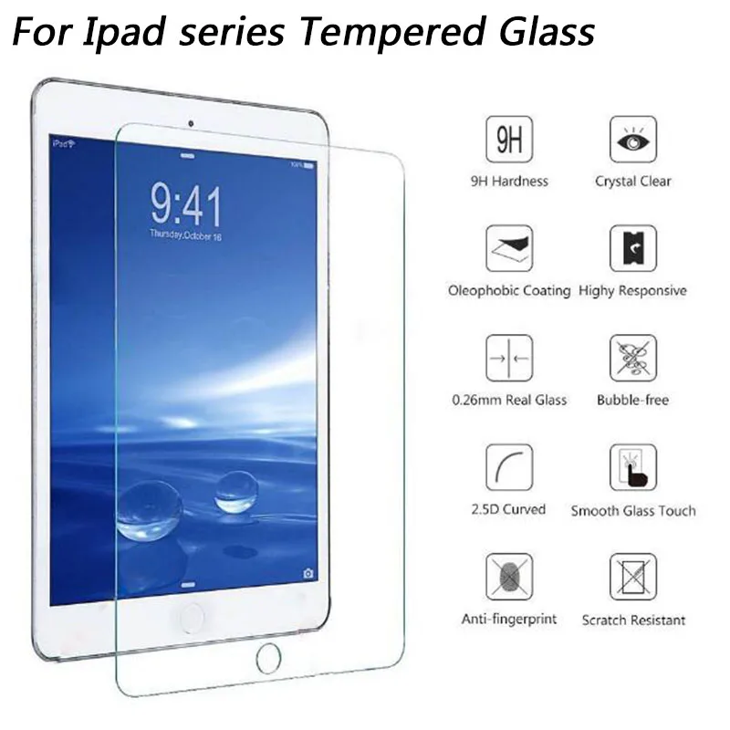  Gehärtetem Glas Für Apple ipad air 1 2 Screen Protector Für ipad 2 3 4 5 6 Einscheiben-schutzfolie 