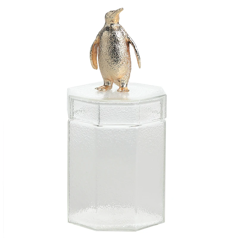 Кухня в форме животного стеклянная бутылка для хранения баночек разные зерна Герметичные банки для хранения продуктов баночки для чая лист кофе банки для бобовых - Цвет: penguin