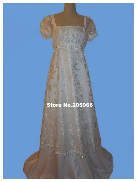 Custom Made Early 1800'S Regency Empire Bridal Dress Or Reproduction Costume Tea Party Dress