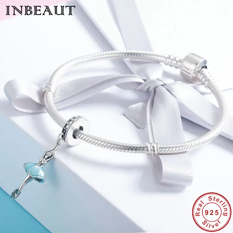 INBEAUT 100% Настоящее серебро 925 пробы милый балетный кулон для девочки бусы женская