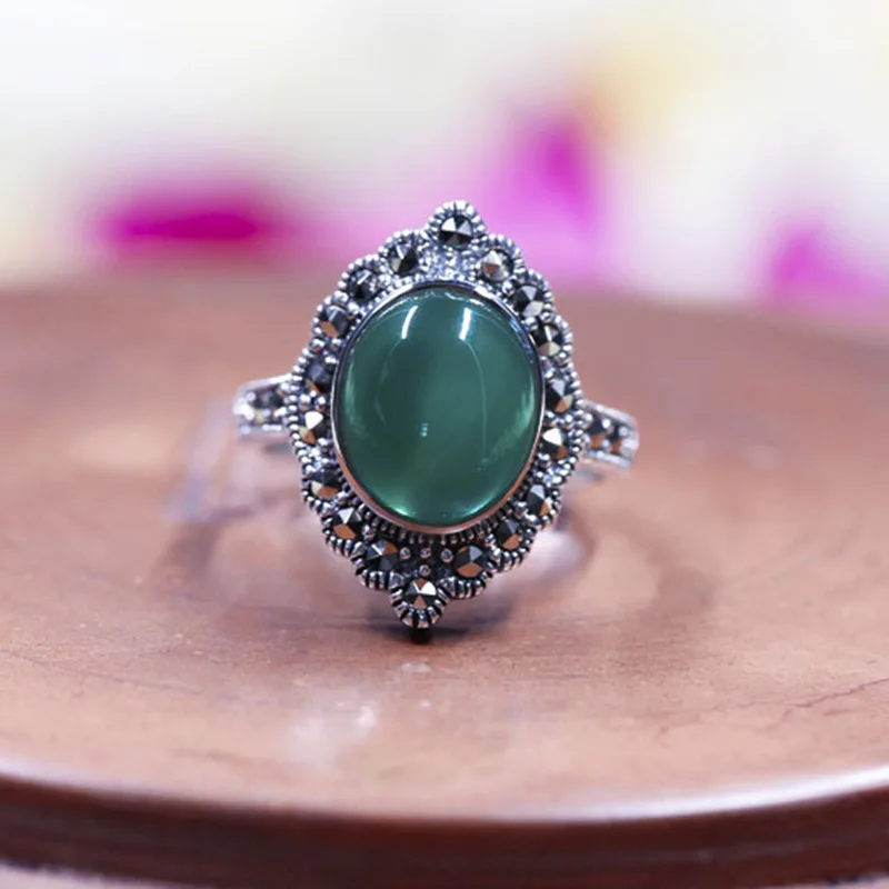 

925 sterling silver ring inlaid natural Silver Antique lady Sterling Silver Ring