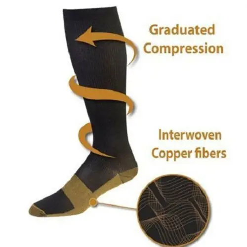 Медные инфузированные компрессионные чулки 20-30 мм рт. Ст. Градуированные студенческие Мужские Женские S-XXL Добро пожаловать