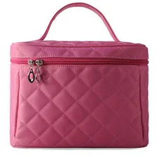 Портативная женская косметичка с ромбовидной решеткой, чехол для макияжа, большая емкость, водонепроницаемый органайзер для путешествий, моющаяся Сумочка для женщин