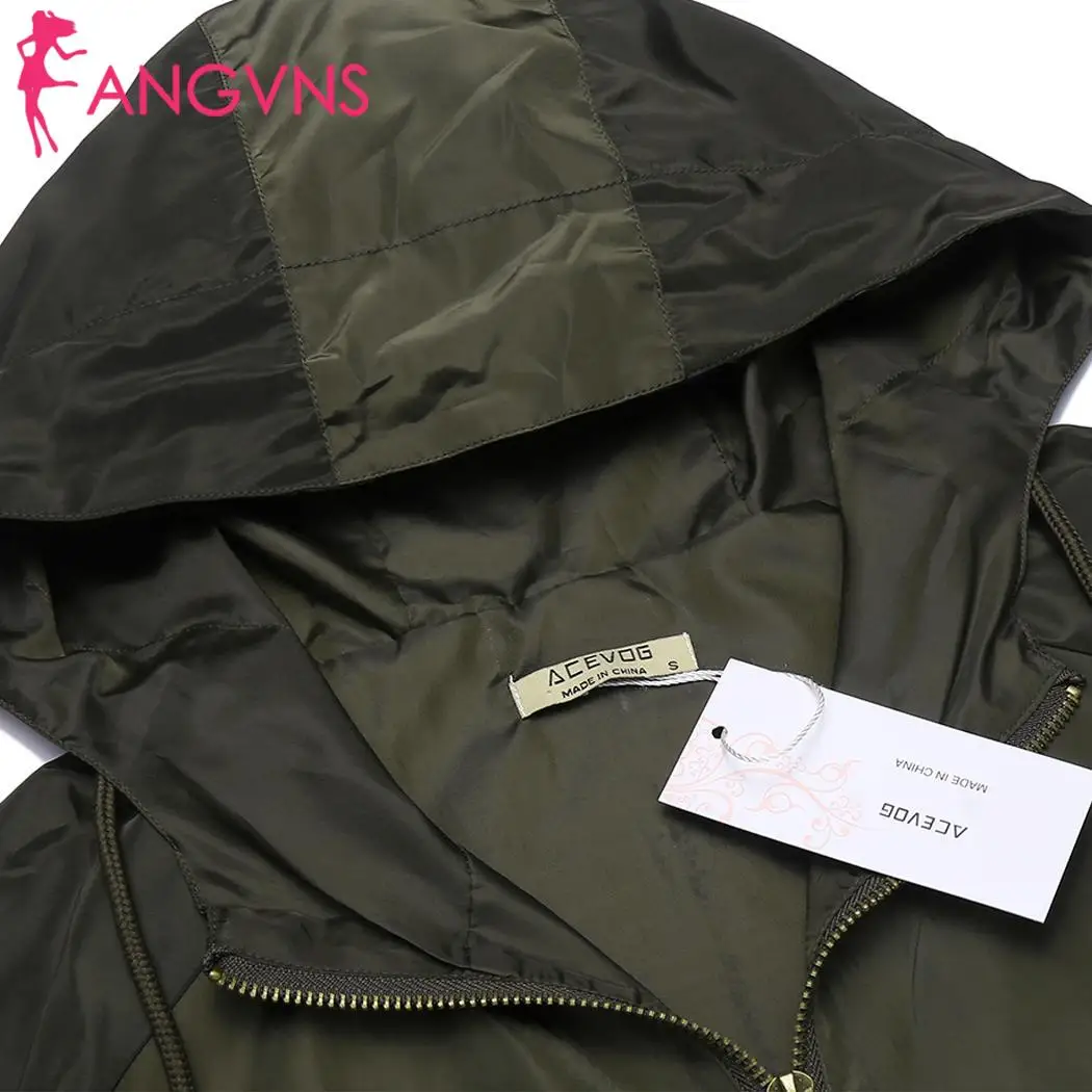 61 Printemps Buste Hauteur zip Veste Black Taille Femmes Léger À 93 Long Manches 176 army Cm Hanche Casual Avant Capuchon Automne Green 86 PTnUwa