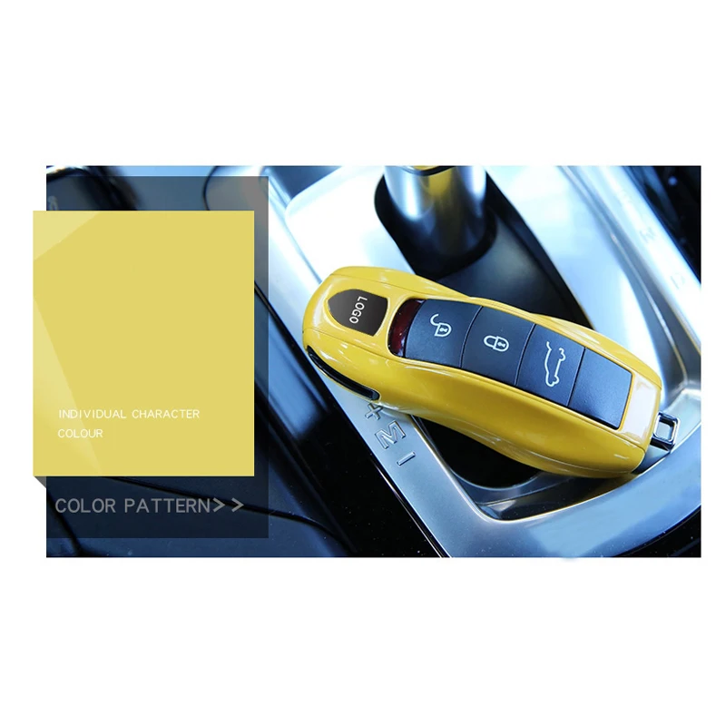 3 шт. Желтый спортивный чехол для дистанционного ключа чехол для ключа модифицированный чехол для ключа замена подходит для Porsche Boxster Cayman 911 Panamera Cayenne Macan