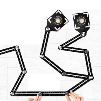 

Multi Angle Measuring Ruler Protractors Adjustable 6-sides ruler Floor Tile Hole Locator Glass Woodworking Universal Puncher