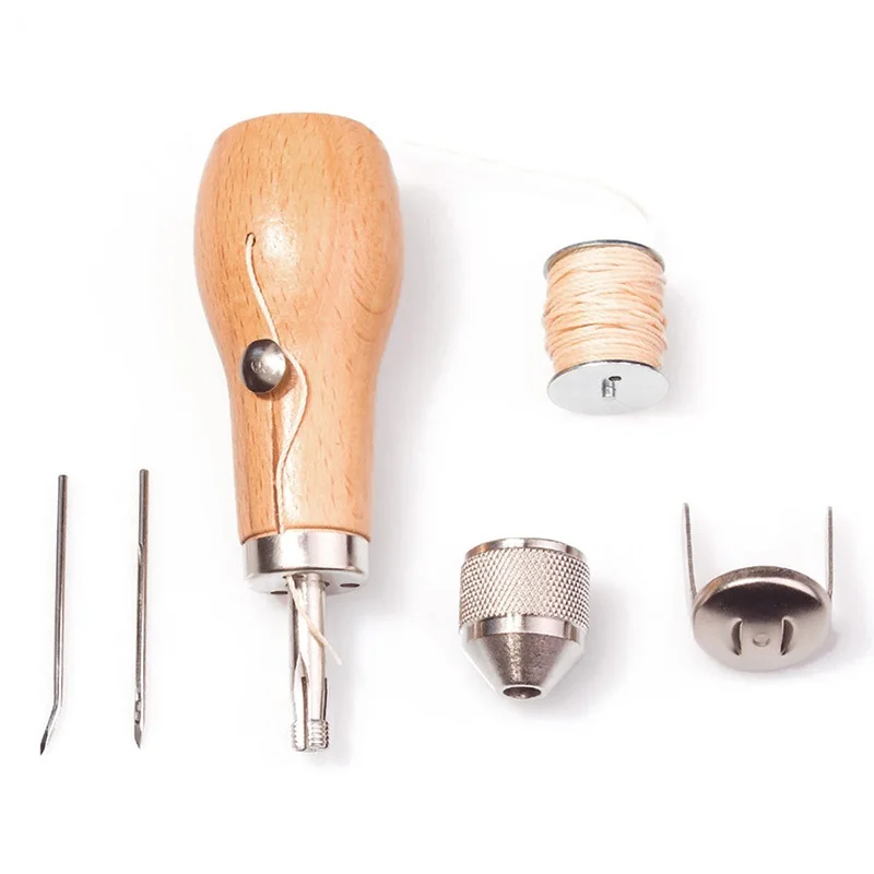 

Professional Leathercraft Leather Tool Sewing Stitching Awl Supplies, DIY Leather Craft Heavy Fabric Repair Flat Seam Tool Set