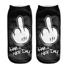 Забавные носки,, новинка, 3d принт, хороший день, женские носки, короткие носки