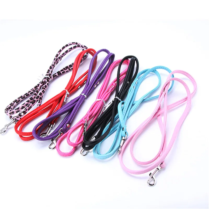 Adjustable Dog Collar Custom Nylon Puppy Cat Dog Tag Collar Leash Pet Smooth PU Leather Leashes For Medium Large Dogs