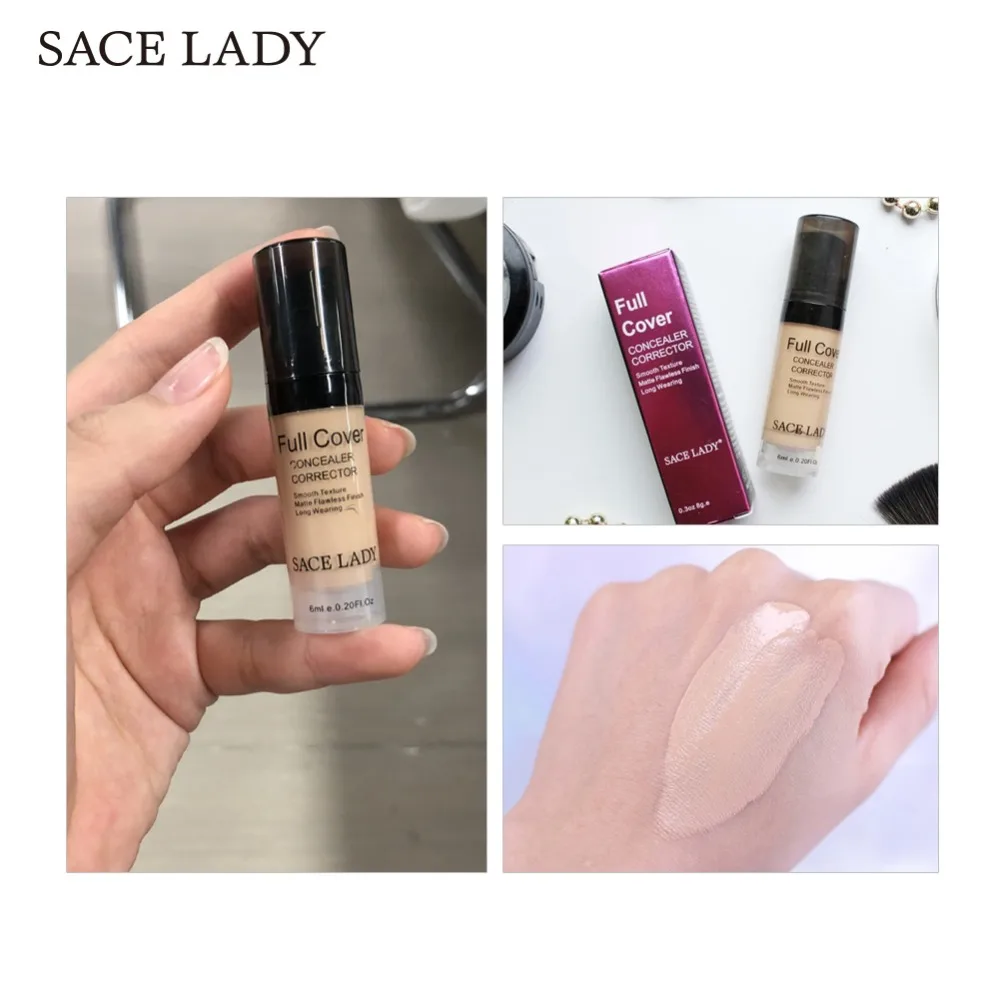 SACE LADY 8 цветов полное покрытие жидкий консилер макияж 6 мл глаза темные круги крем
