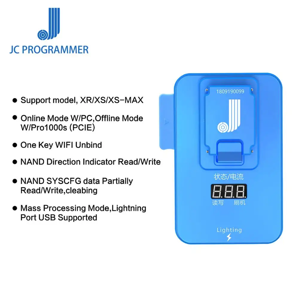 

JC Pro1000S PCIE NAND Programmer JC P8 P7 for iPhone 7 7P 8 8P X XSMAX XR iPad PRO Read Write Error Test Fixture