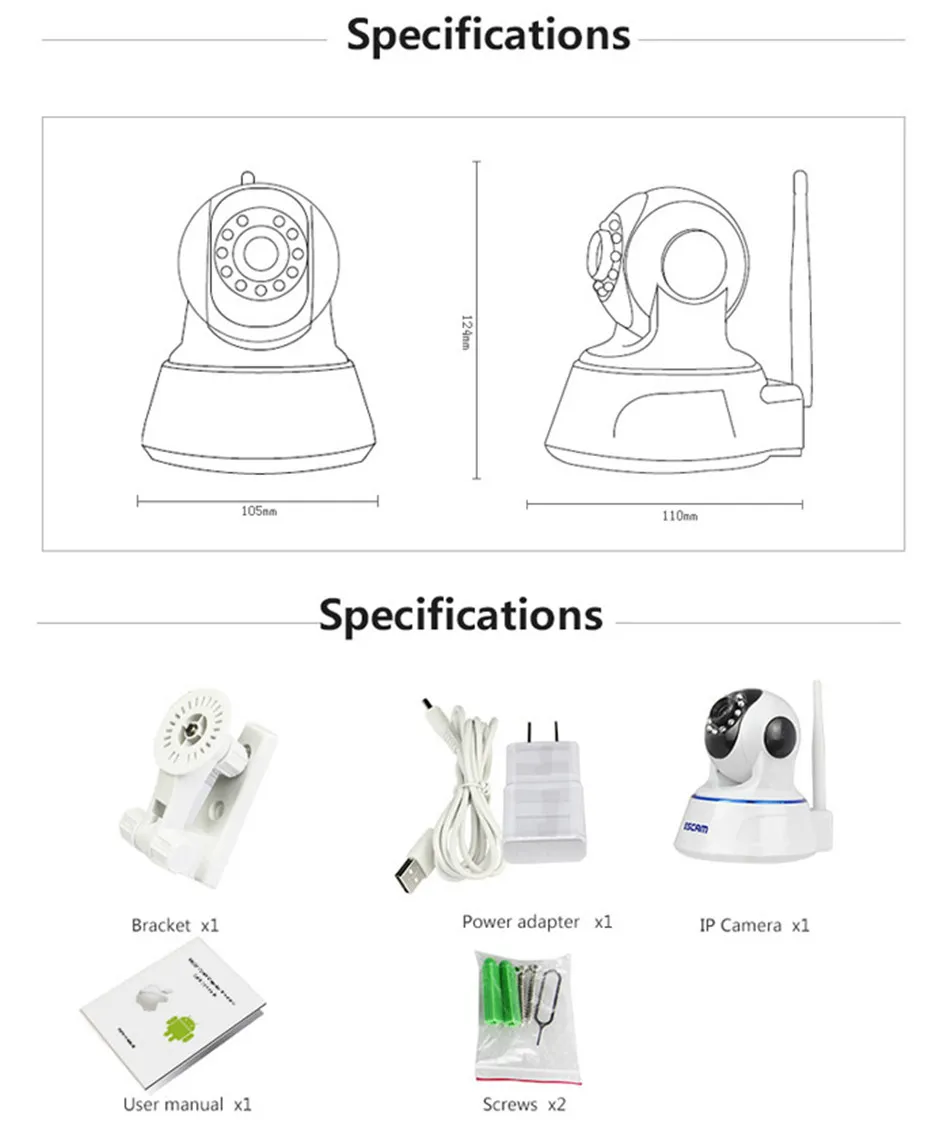 ESCAM QF002 IP камера wifi 720P P2P ночное видение ИК двухстороннее аудио слот карты Micro SD для домашней компании безопасности