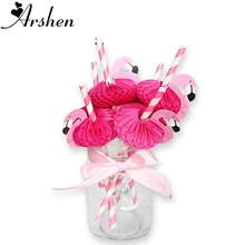 Arshen 10 шт./компл. розовый соломинки Фламинго соты ремесло присоска Лебедь мультфильм питьевой фрукты коктейль с соком бумага соломы Вечерние