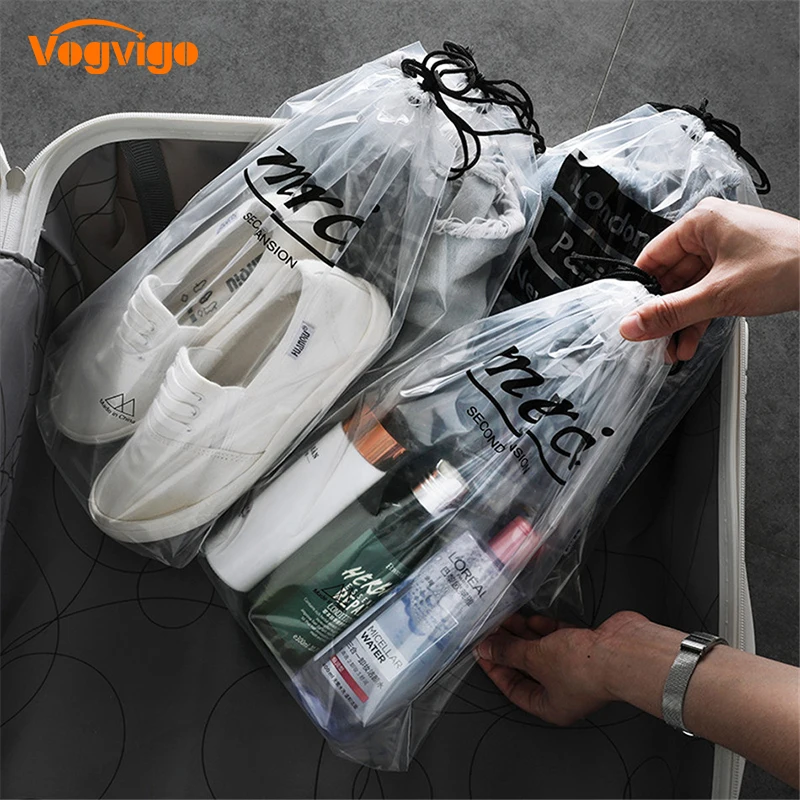 Vogvigo PortableTransparent Drawstring Storage Cosmetic Bag Waterproof Organizer Makeup Bags Travel Toiletry Case Accessories