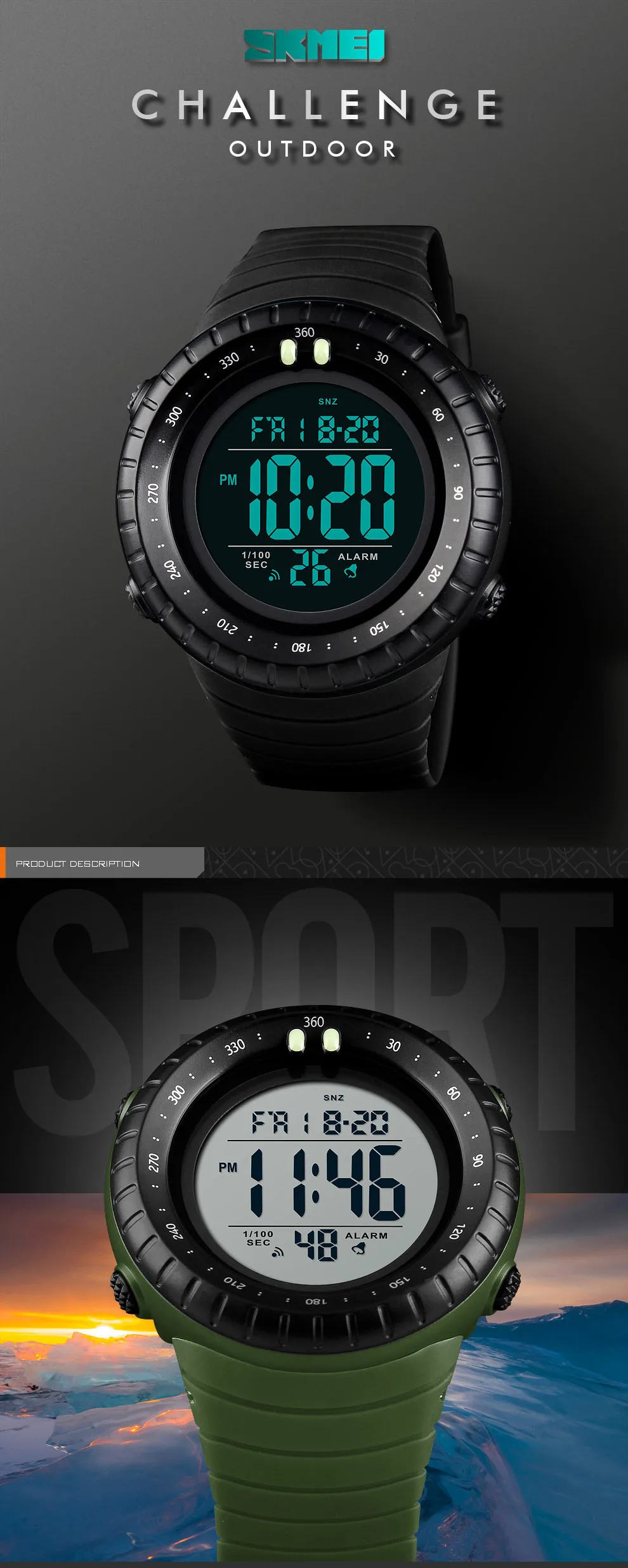 SKMEI, мужские спортивные часы, светодиодный, цифровой, водонепроницаемый, Wristwatchh, будильник, для улицы, двойное время, часы, спортивные, для плавания, Relogio Masculino 1420