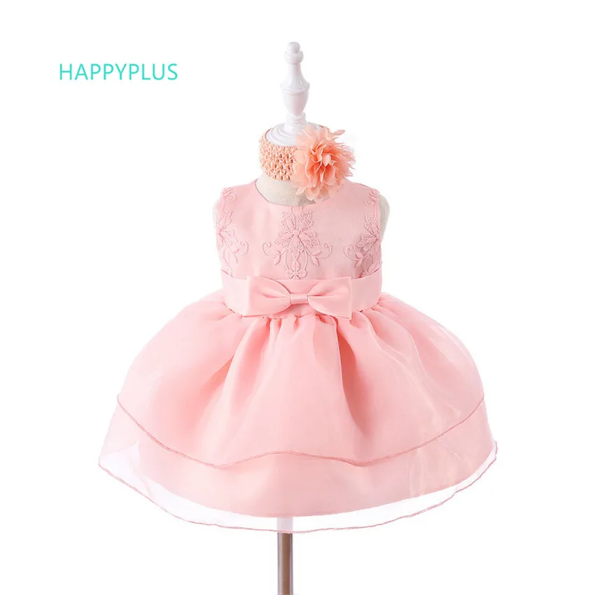 

HAPPYPLUS Newborn Baby Girl Dress Set with Headband Princess Infant Dress Party First Second Birthday Dress for Girl Baby Summer