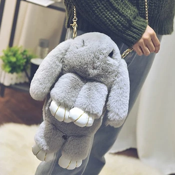 

Fashion Winter Women's Bags Solid Color Faux Rabbit Fur Girls Bag Fake Fur Lady Small Shoulder Bags Messenger Bag back pack