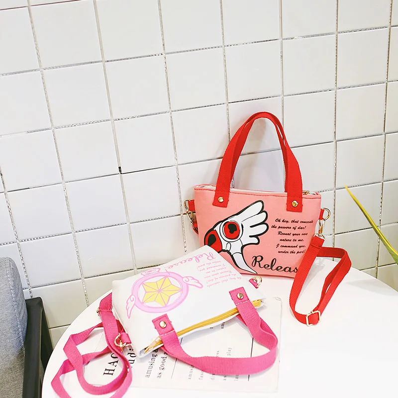 

Anime Action Figure Card Captor Sakura Magic Stick Printed Canvas Girls Teenager Cartoon Crossbody Bag Shoulder Shopping Bag