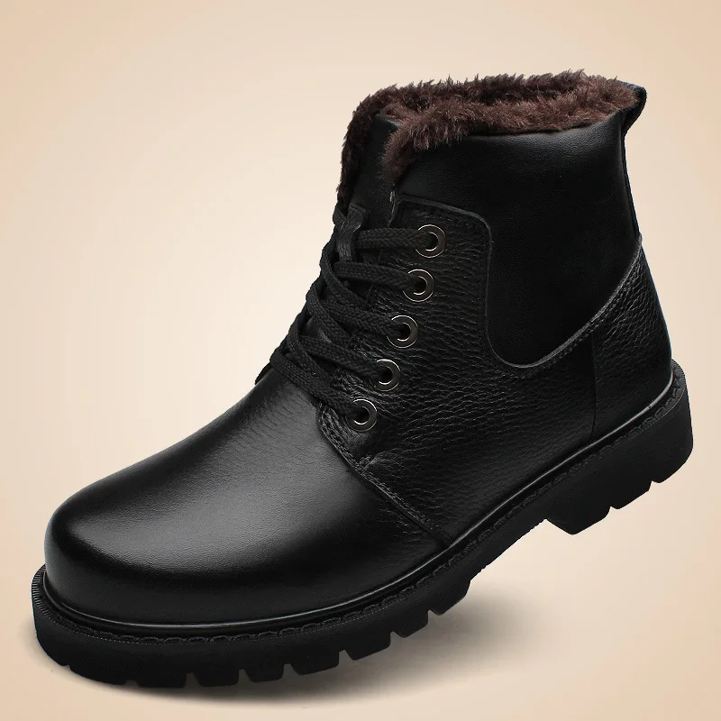 

2019 New Arrival Genuine Leather Men Boots Man Ankle Snow Boots Winter Fashion Warm Short Boots Plus Size Shoes 46 47 48