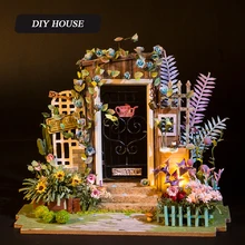 DIY МОДЕЛЬ Миниатюрный Кукольный дом Кукольный домик с мебелью светодиодный 3D деревянный дом игрушки для детей на день рождения ручной ремесел DGM02# E