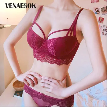

New Europe Girl Sexy Underwear Set A B C Cup Push-up Bra And Panty Sets Brand Green Lace Lingerie Set Women Deep V Brassiere