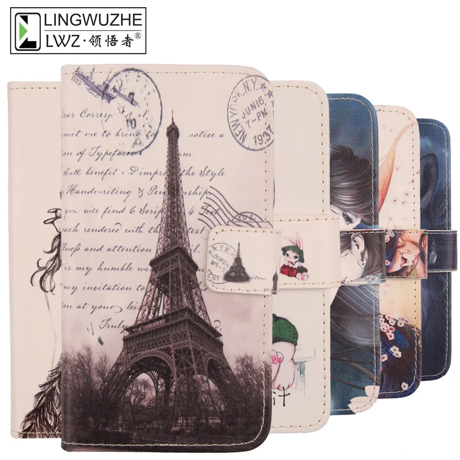 

For Gigaset GS100 Case 5.5" Painting Leather Flip Wallet Smartphone Shell Cover For Gigaset GS100 Phone Holster Cases