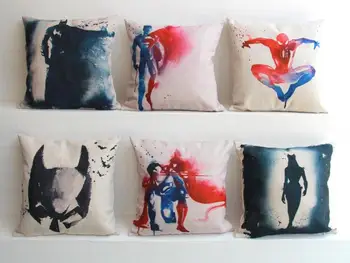 

Batman pillow cover, watercolor batman superman spiderman spider Catwoman Bat superhero throw pillow cushion cover wholesale