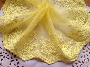 

10 yard 9cm 3.54" wide yellow tulle gauze mesh embroidery lace trim ribbon tapes b42t5 free ship