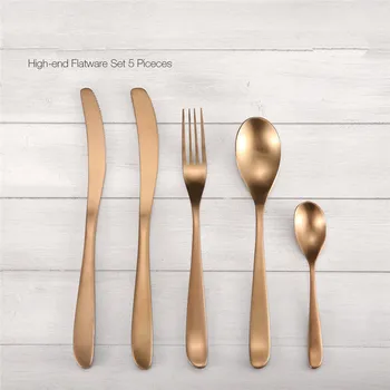 

Mrosaa 5Pcs High-end Stianless Steel Flatware Set Tableware Dining Steak Knife Fork Coffee Spoon Kit New Arrival