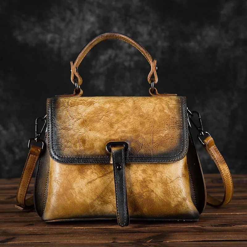 

High Quality Natural Skin Women Messenger Shoulder Top Handle Bags Brush Color Bag Tote Cross Body Genuine Leather Handbag New