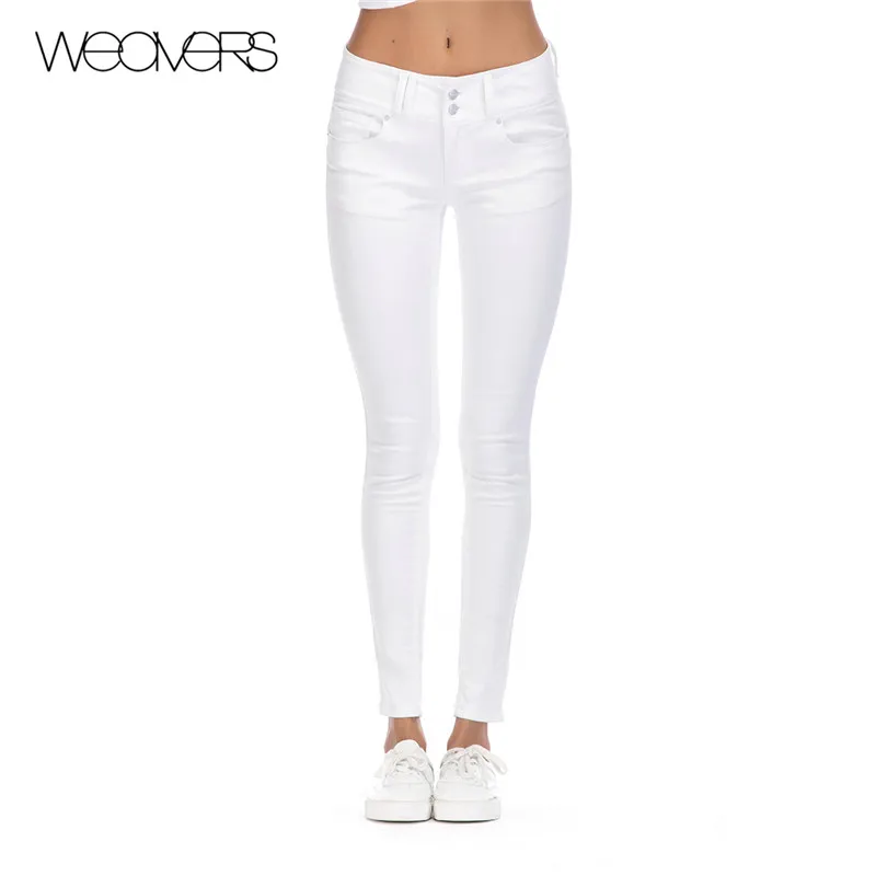 Women Summer Fashion Pencil Jeans Solid Slim Pants Female